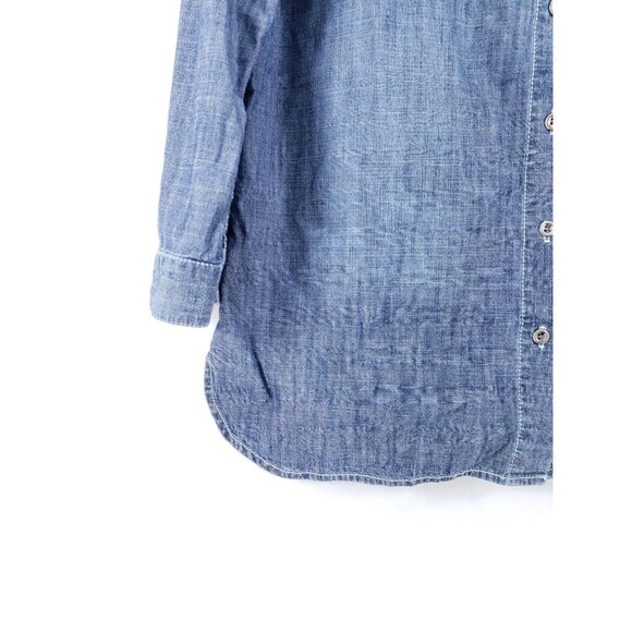 Additions By Chicos Womens Size 1 Long Sleeve Button-Up Chambray Shirt Light - Picture 4 of 7